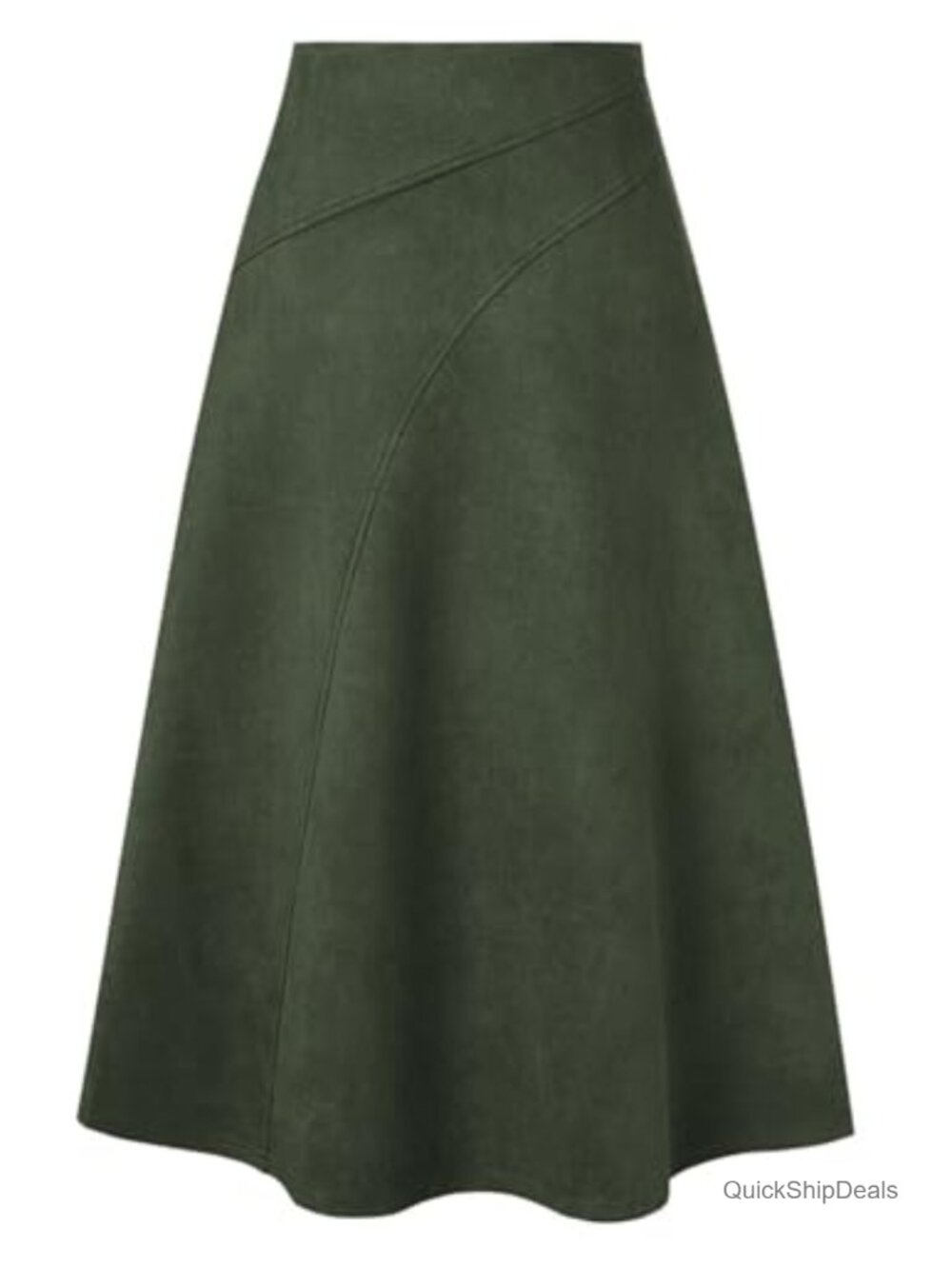 Faux Suede High Waist A-Line Midi Skirt Work Party Casual